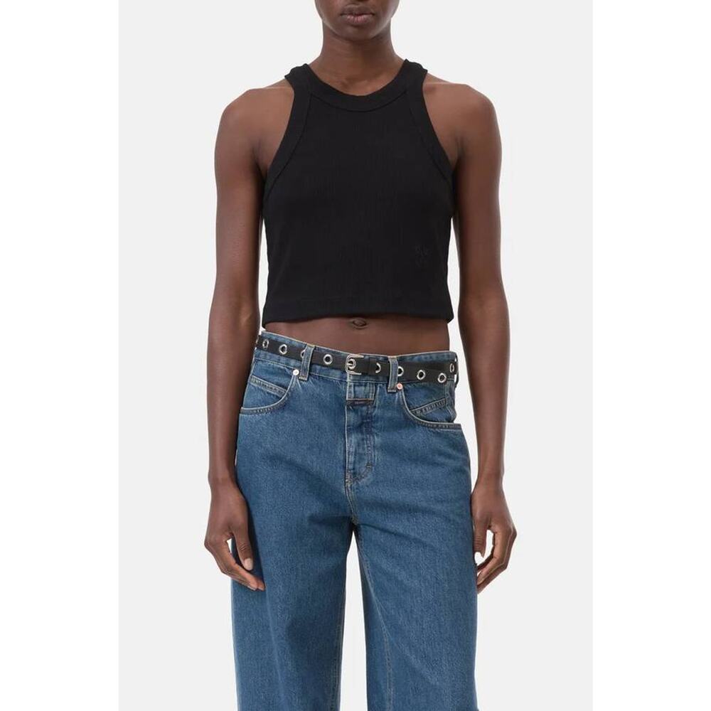 CLOSED	Cropped Racer Tank in Black M NWT Clean Girl Minimalist Quiet Luxury